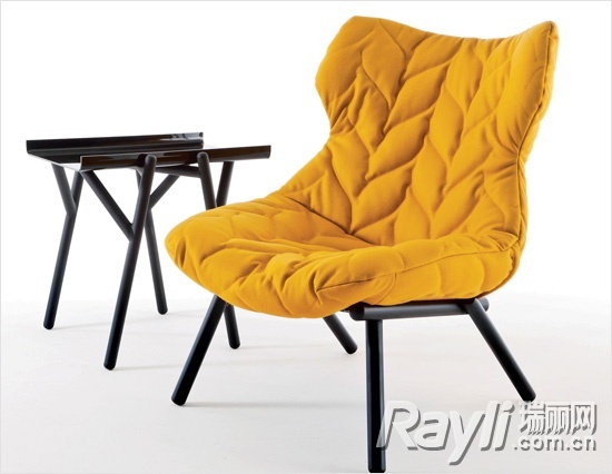 Expocasa艾宝家具 黄色树叶状纹理座椅