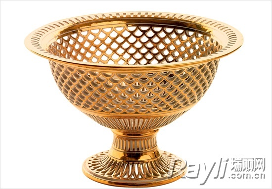 Nymphenburg编织效果的金色陶瓷托盘