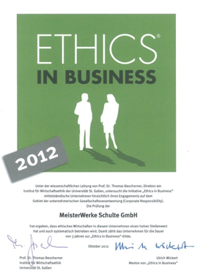 ETHICS IN BUSSINESS MeisterWerke Schulte GmbH德国2012年精英模范企业