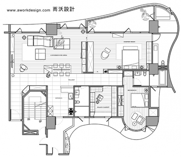 198平方米现代简约风3 房 2 厅住宅