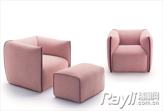 粉色沙发粉色矮脚凳