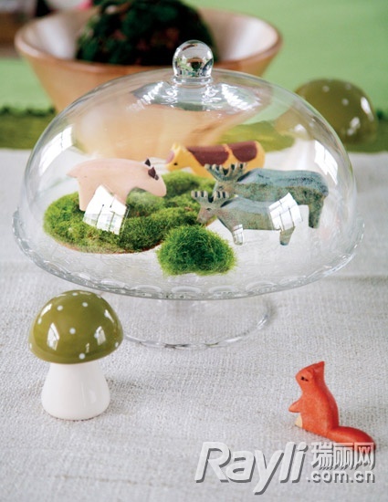 蛋糕塔玻璃器皿小动物们的“草坪”