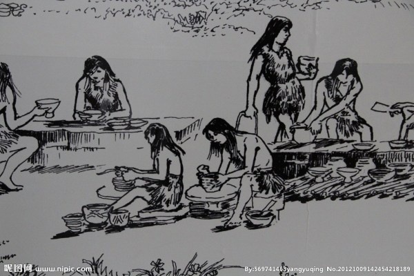 祖先原始生活的场景画图片
