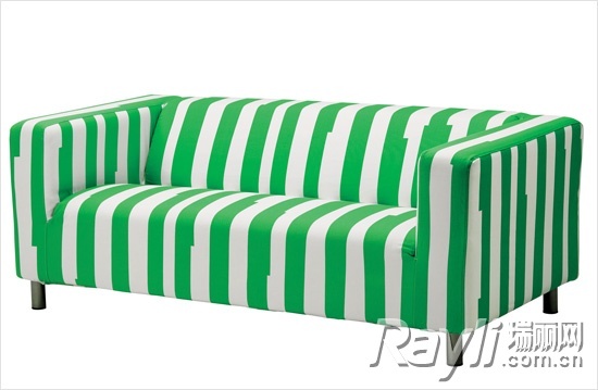 宜家 绿色条纹双人沙发