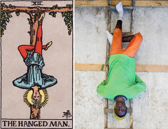 the hanged man”由一个梯子简单地诠释