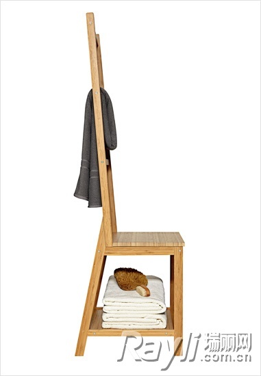 IKEA 竹质椅子和毛巾架、衣架