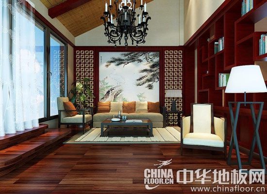 中式客厅木地板装修效果图