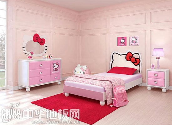 Hello Kitty主题卧室地板图片