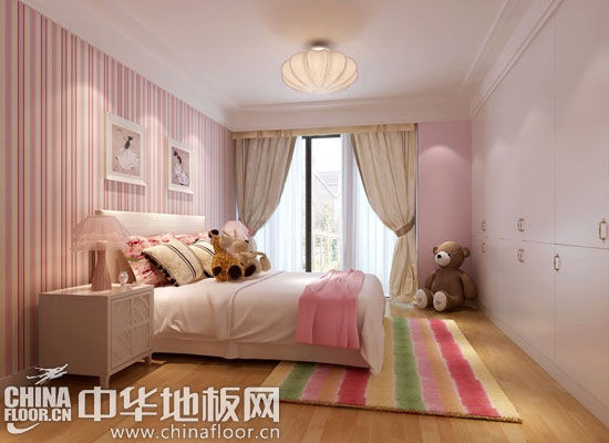 粉色田园卧室地板图片