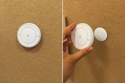 这个白色的小按钮可以控制屋里的所有电灯