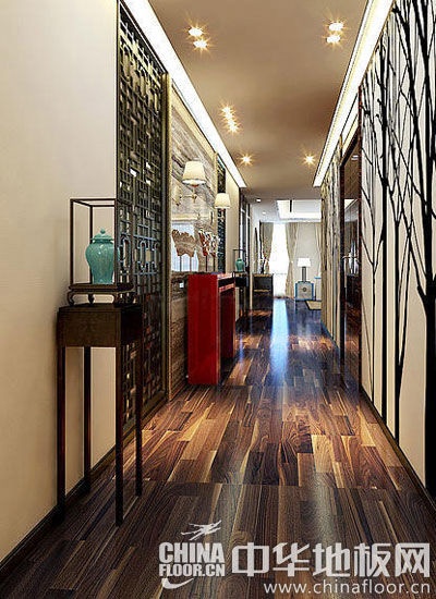中式古典走廊木地板图片