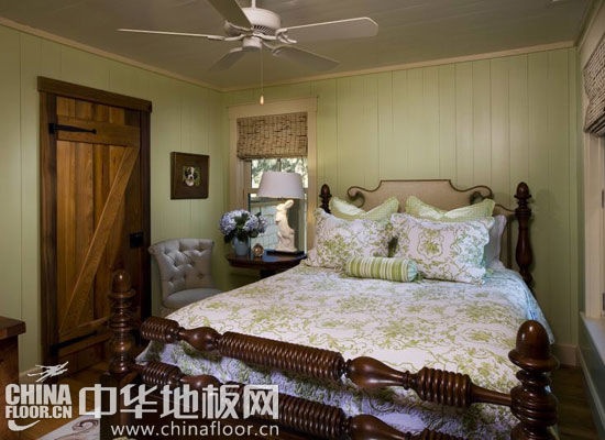 绿色乡村卧室实木地板图片