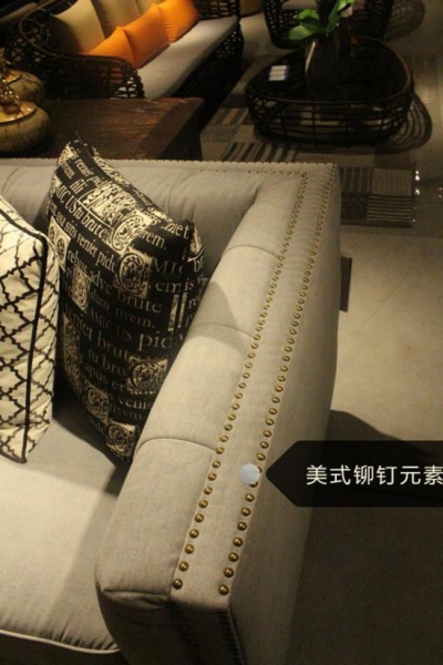 古卓现代美式系列沙发：皮+布混搭新个性沙发