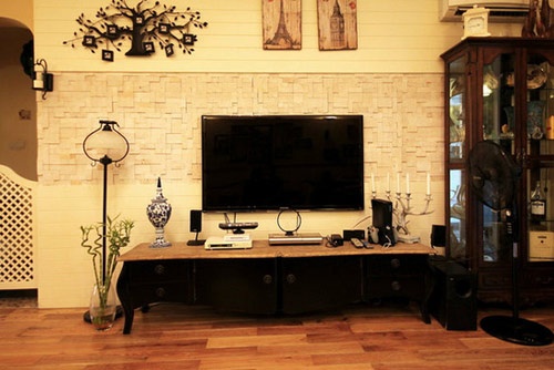 客厅电视背景墙效果图 瓷砖显魅力