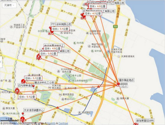 此12家涂料企业都位于距离爆炸点5—6公里包围圈