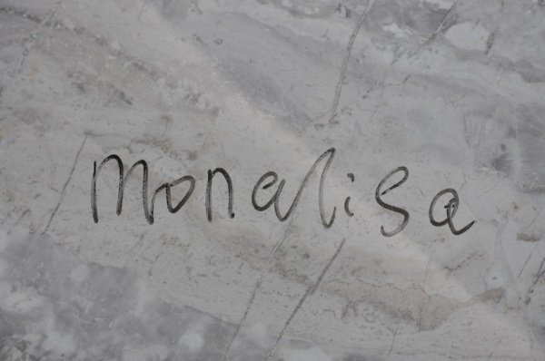 在瓷砖表面写下“monalisa”