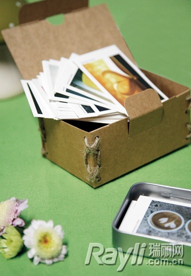 麻绳装饰的收纳盒用来收纳明信片或照片等