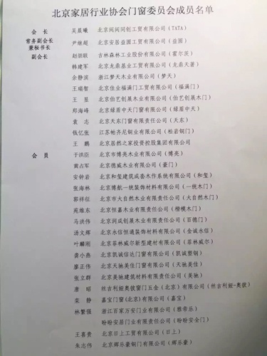 北京家居行业协会门窗委员会筹备成立