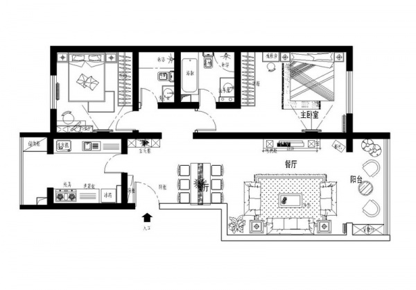 观景园-三居室-100.00平米-装修设计