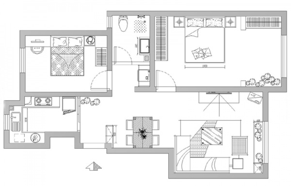 双桥嘉园-二居室-90.00平米-装修设计