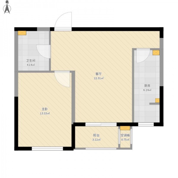 首开·中晟广场-一居室-50.00平米-装修设计