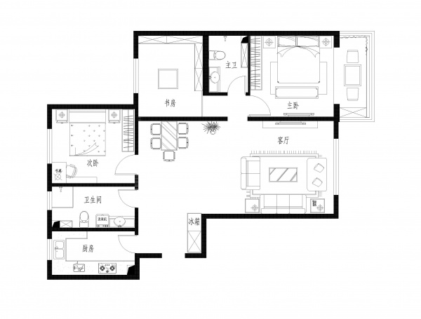 安贞西里-一居室-50.00平米-装修设计