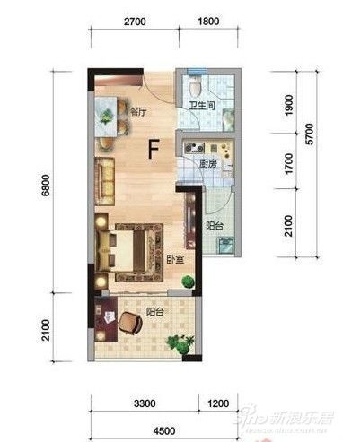 万泉寺小区-一居室-45.00平米-装修设计