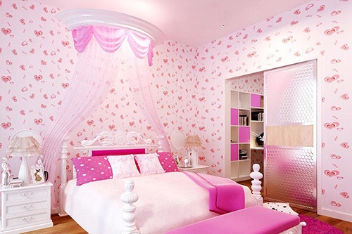 粉红色儿童房壁纸