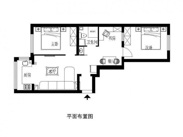 什坊街2号院-二居室-80.00平米-装修设计