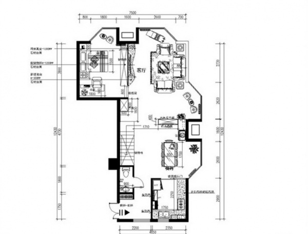 红杉公馆-二居室-80.00平米-装修设计