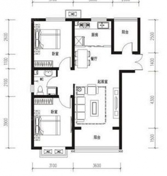 青塔春园-二居室-92.00平米-装修设计