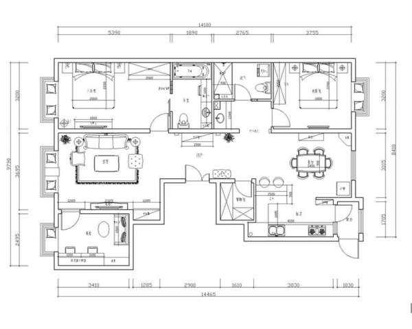 紫金新干线二期-三居室-120.00平米-装修设计