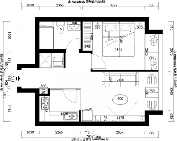 沿海赛洛城-一居室-64.00平米-装修设计