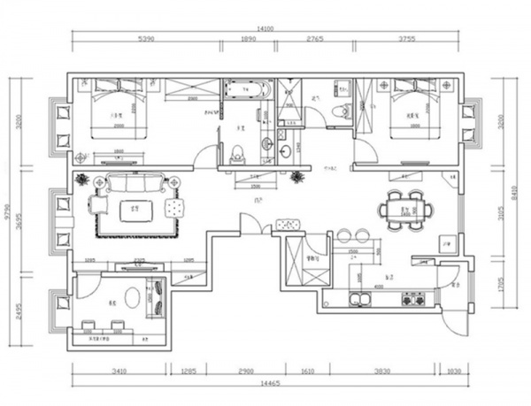 紫金新干线-三居室-120.00平米-装修设计