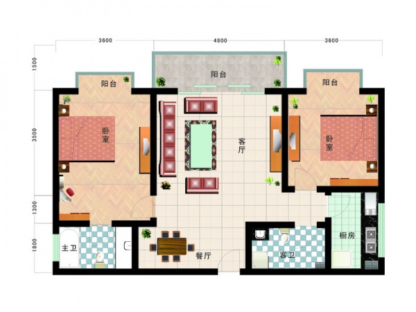 首开·熙悦尚郡-二居室-90.00平米-装修设计