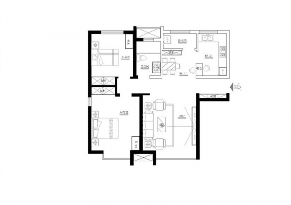 中滩路6号院-二居室-90.00平米-装修设计