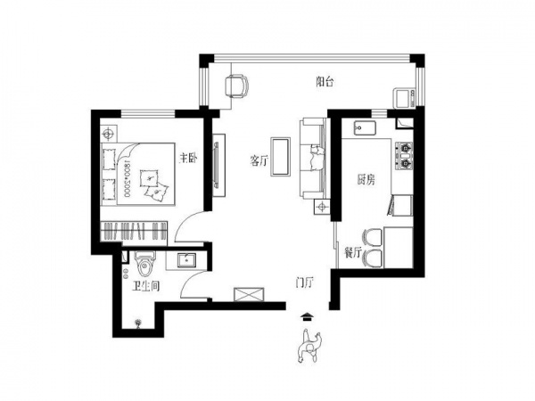海赋国际-一居室-65.00平米-装修设计
