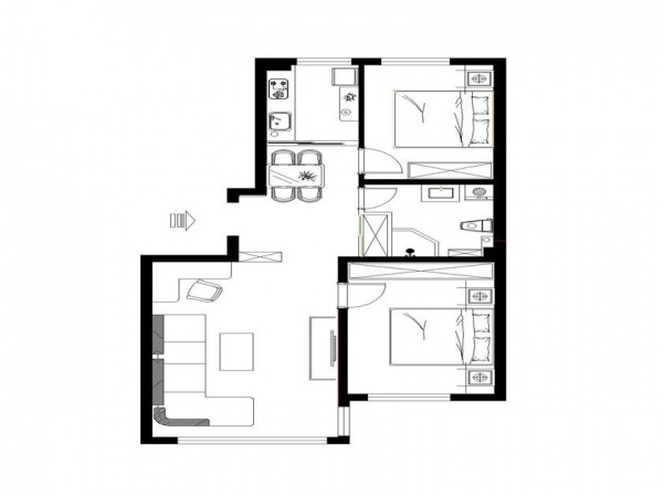 合生世界村-二居室-100.00平米-装修设计