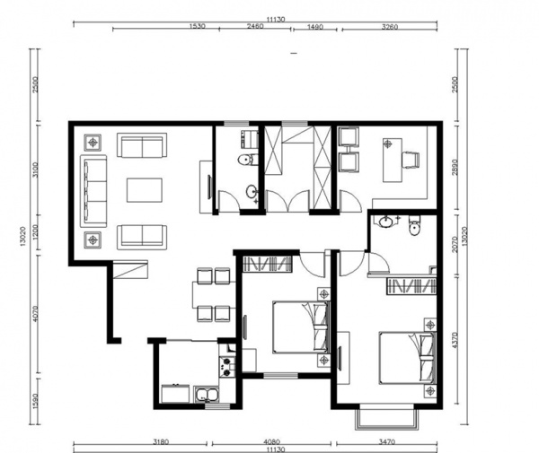 中海金石公馆-二居室-88.00平米-装修设计