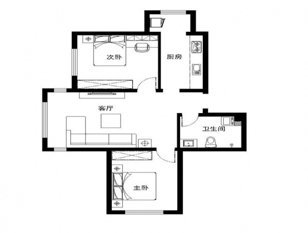双花园南里-二居室-90.00平米-装修设计