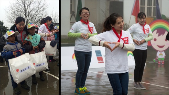 迅销中国（优衣库）的“服适人生，让爱远传”项目为孩子及村民送上了贴心的御寒冬衣，志愿者们还表演了精彩节目