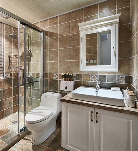 别具一格的卫浴间瓷砖拼贴设计 复古而唯美