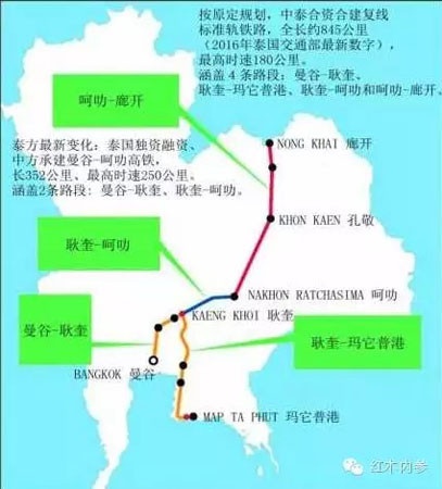 泰国交通部有关中泰铁路规划示意图