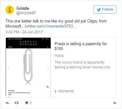 普拉达开售185美元的回形针：引网友纷纷吐槽
