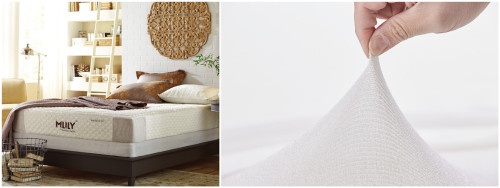 左：Mlily梦百合美国同款活力之源凝胶记忆绵弹簧床垫；右：玻璃纤维内套