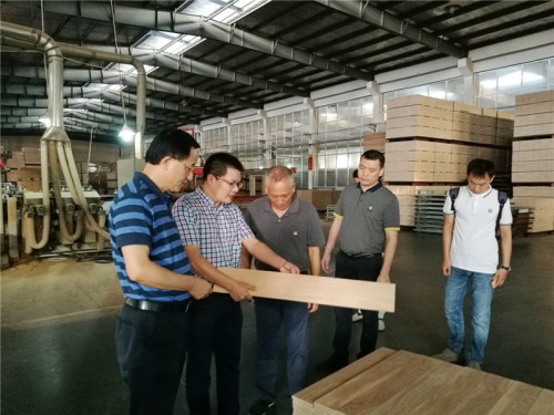  中国木材与木制品流通协会会长刘能文、副会长兼秘书长李佳峰一行参观大卫工厂