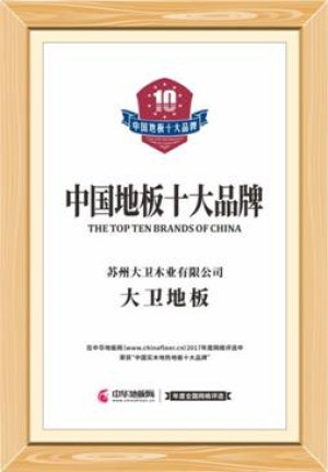 大卫地板荣获“中国地板影响力十大品牌”、“中国实木地热地板十大品牌”