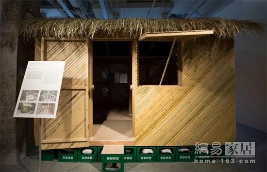 “厄瓜多尔纸避难所”实体模型，1:1，psD“坂茂建筑展 建筑设计与救灾项目的共存”展览现场