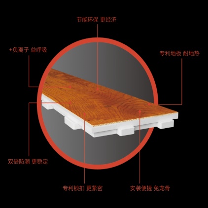 扬子地板·发明专利纯实木地热地板 橡木·绝代佳人
