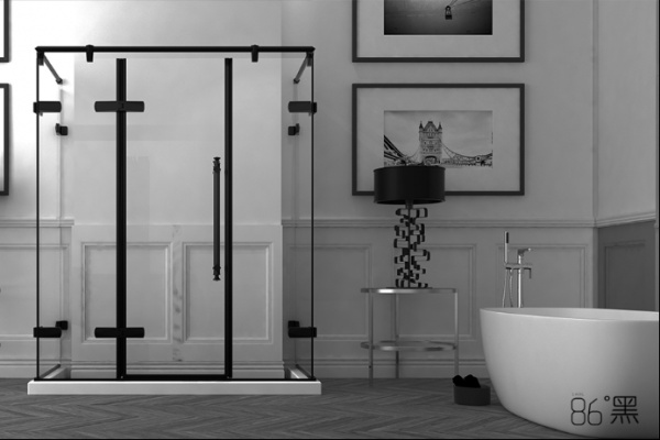 图为今年流行的黑色系淋浴房